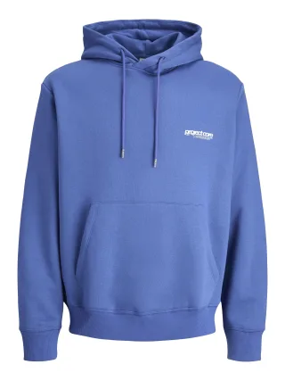 JACK&JONES - JCOUNION PRINT SWEAT HOOD NOOS beaucoup blue - Gr. - XL