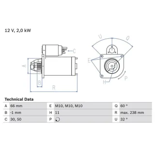 Bosch Anlasser 2,0 kW Renault 9 Megane Super