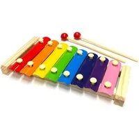 HAC24 Spielzeug-Musikinstrument Kinder Glockenspiel Xylophon Musikinstrument Metallophon, (1 tlg), mit 2 Schlägel 8 Farbigen Platten