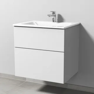 Sanipa 3way Glas-Set Glas-Waschtisch und Unterbau mit 2 Auszügen, Weiß-Soft SM20143