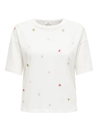 JDY - JDYCALLY LIFE S/S EMB TOP JRS Cloud Dancer - Gr. - XL