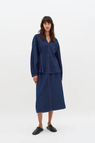 Langarm - Hemd Feminine Form Blue denim