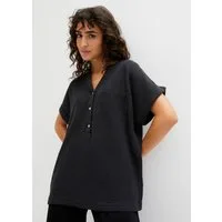 bonprix Kurzarmbluse aus Baumwolle, loose fit Passform, mit aufgesetzter Tasche