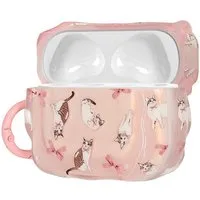 kwmobile Kopfhörer-Schutzhülle In-Ear Kopfhörer Case für Apple AirPods 3, Hülle mit Karabiner - Headphones Case - Katze mit Bänder Design