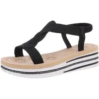 Ital-Design Damen Freizeit Plateausandaletten (86526971) Keilabsatz/Wedge Keilsandaletten in Schwarz