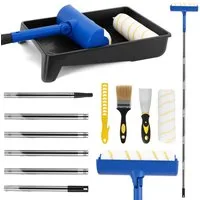 BlingBin Farbroller 12-teiliges Farbroller-Set mit 180 cm Teleskopstange, Rollen, Pinsel (12er Set, 12-St., 12-teiliges Farbroller-Set), und Schaber für Wände, Decken, Türen