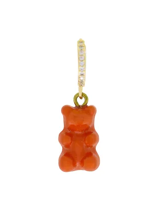 Fashionbox Single-Creole vergoldet Gummibär rotbraun Zirkonia weiss