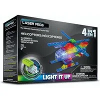 Laser Pegs Modellbausatz Helikopter Klemmbausteine 4 in 1 LED Licht Hubschrauber Helicopters