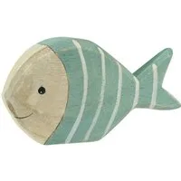 Florists Products Dekofigur Holzfisch Deko maritim Aufsteller Hellblau Natur 18×10cm