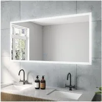 AQUABATOS Badspiegel Bad Spiegel Led 140x70 100x70 cm (Touch warmweiß Badspiegel mit Beleuchtung Wandspiegel Silber Badezimmerspiegel Led mit Licht Lichtspiegel Wandschalter Schminkspiegel Kosmetikspiegel Rasierspiegel 3 Lichtfarben, Kaltweiß 6400K, 