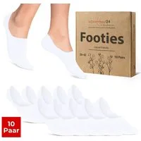 sockenkauf24 Füßlinge 10 Paar Füßlinge aus gekämmter Baumwolle Damen & Herren (Weiß, 43-46) Sneaker Socken ohne drückende Naht (Exclusive Line) - 70103T WP