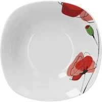 van Well Servierschale Servierschale 23cm Monika Salatschale Schüssel Blume-Mohn weiß rot, Porzellan