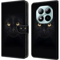 CLM-Tech Handytasche für Xiaomi Redmi Note 15 Pro 5G 6,83 Zoll Klapphülle aus PU Leder (schwarzer Panther Augen, 1-tlg., Flip Case), Magnetverschluss, Standfunktion und Kartenfächer