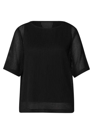 Street One - 2-in-1 Shirt aus Mesh mit U-Boot-Ausschnitt Black - Gr. - 36