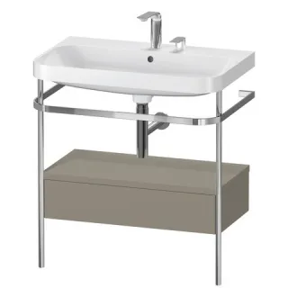 Duravit Happy D.2 Plus c-shaped Set mit Metallkonsole und Schubkasten Stein Grau Seidenmatt 775x490x HP4842E9292
