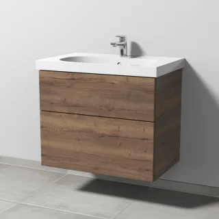 Sanipa 3way Waschtischunterbau zu Geberit Acanto Waschtisch mit 2 Auszügen, Eiche-Tabak SM41750