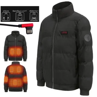 TENGOO HJ-07A Electric Heated Jacket - 7 Heating Areas, Thickening Thermal, Windbreaker, High Neck Coat for Winter Outdo
