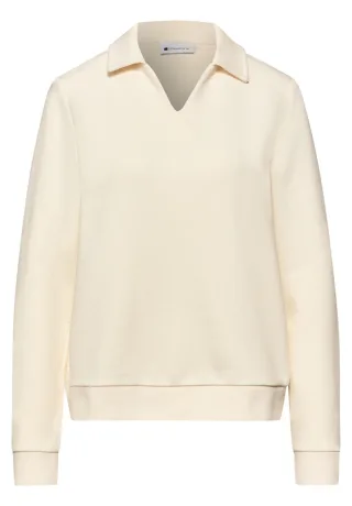 Street One - Sweatshirt mit Kragen beige - Gr. - 36
