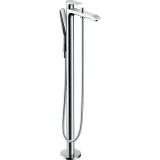 hansgrohe Metris Wannen Armatur 31471000 bodenstehend, Stabhandbrause PuraVida, chrom