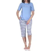 Normann Pyjama Normann Damen Capri-Pyjama kurzarm – Katzen-Optik – auch in Übergröße