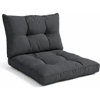 Beautissu Sitzkissen Lounge Kissen Set Outdoor Graphitgrau XLuna, 50x50cm, 50x40cm, Sitzkissen Gartenstuhl 10 cm dick Sitzpolster Auflagen für Gartenmöbel