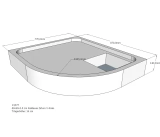 Neuesbad Wannenträger für Kaldewei Zirkon 80x90x3,5 Viertelkreis SD21889