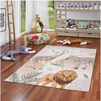 Pergamon Kinderteppich Kinder Teppich Maui Kids Giraffe Zebra Löwe, Rechteckig, Höhe: 13 mm