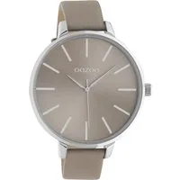 OOZOO Quarzuhr XL Damenuhr C10712 Taupe Lederband 48 mm