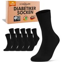 sockenkauf24 Diabetikersocken ohne Gummibund & ohne Naht aus Baumwolle (30-Paar) Diabetiker Socken mit Komfortbund ohne Gummi für Damen & Herren