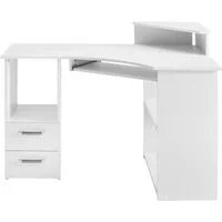 VOGL Möbelfabrik Schreibtisch Sam, Eckschreibtisch, Tastaturauszug, Monitoraufsatz & opt. Towerfach