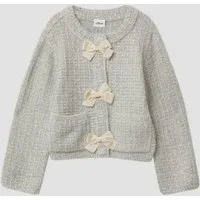 s.Oliver Cardigan Strickjacke Glitzer-Strickjacke mit Schleifen und Druckknöpfen