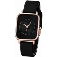 Taffstyle Quarzuhr Damenuhr Rechteckige Armbanduhr Quarzuhr Silikonarmband Elegant, (Minimalistisches Zifferblatt mit weichem Armband für Alltag und Büro)