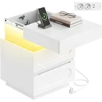 Woltu Nachttisch (1-St), mit Ladefunktion und LED-Beleuchtung 45x58x40 cm