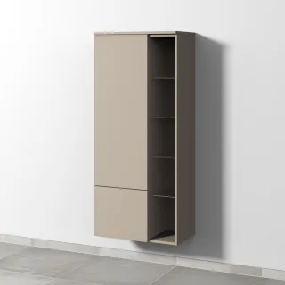 Sanipa 3way Stauraumschrank mit 1 Tür, 1 Auszug und offenen Fächern, Sandgrau-Matt SF18267