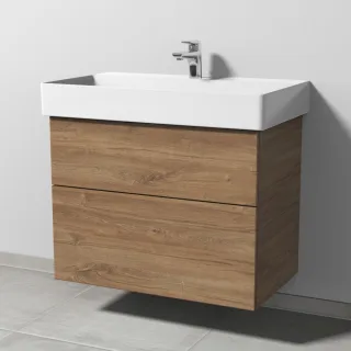 Sanipa 3way Waschtischunterbau zu Duravit Dura Square Waschtisch mit 2 Auszügen, Eiche-Kansas SM42859
