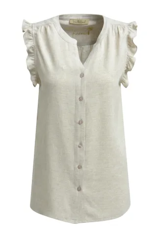 Smith&Soul - Sleeveless Blouse with Ruffles sand - Gr. - S