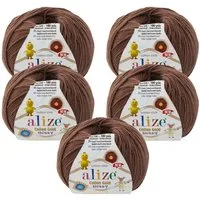 Alize 10 x ALIZE COTTON GOLD HOBBY NEW 493 BROWN Häkelwolle, 330 m, Baumwolle-Acrylwolle, Amigurumi