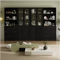 VOWNER Bücherregal 5-stöckiges Bücherregal mit Glastüren, 180 cm Vitrinenschrank, 4-tlg., multifunktionaler Küchenschrank Hochschrank & Buffetschrank
