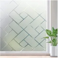 HomeBella Fensterfolie mit geometrischem Muster Sichtschutzfolie in Milchglas Optik, – Dekorfolie ohne Kleber für Fenster