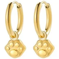 Hey Happiness Paar Creolen mit Pfote Anhänger, verspielt, Filigrane Paw Charm Creolen für Damen & Mädchen, aus Edelstahl