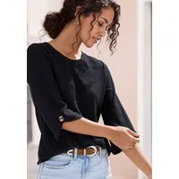 LASCANA 3/4-Arm-Shirt mit Knopfdetail aus weicher Waffel Piqué-Qualität