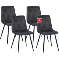 Albatros International Esszimmerstuhl Esszimmer Stühle 4 er Set DORA, Stuhl Stühle Esszimmerstühle, Küche (4er Set, Anthrazit, Samt Bezug), Küchenstuhl Küchenstühle Essstühle für den Esstisch Ess Stühle