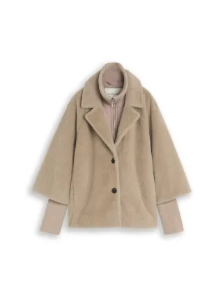 Tom Tailor - Cosy Cape Jacke im 2-in-1-Look soft taupe grey - Gr. - XL