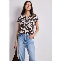 STREET ONE Shirtbluse mit geschlitztem Rundhalsausschnitt