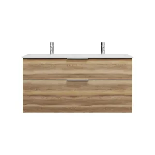 Burgbad Mineralguss Waschtisch-Set Eqio Frassino Dekor Cappuccino/Alpinweiss, SEYV122F3437C0001 SEYV122F3437C0001