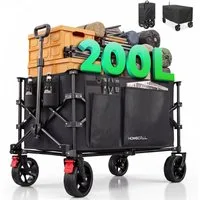 HOMECALL Bollerwagen Handwagen 200L XXL-Volumen mit praktischer Kühltasche (Strandwagen Klappbar Transportwagen), Für Einkaufen, Camping, Garten, Dogs