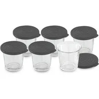 Krups Küchenmaschinen Zubehör-Set Dessert-Gläser-Set XA6060, Zubehör für Multikocher Cook4Me Krups CZ7101 Cook4Me+ Krups CZ7158 Cook4Me+ Connect Krups CZ8568 Cook4Me+ Grameez Krups CZ9128 Cook4Me Touch WIFI, 6-tlg., Silikon-Deckel, spülmaschinenfest