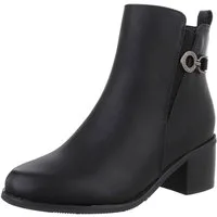 Ital-Design Damen Elegant Stiefelette (88489340) Blockabsatz Stiefeletten in Schwarz