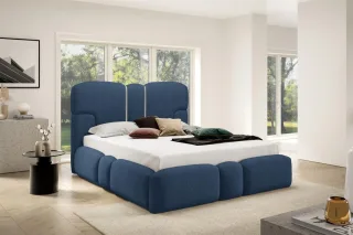 Polsterbett Schlafzimmerbett JORDAN 200x200cm in Stoff Doha Blau