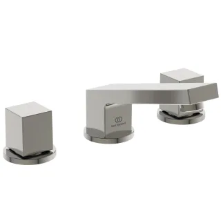 Ideal Standard 3-Loch-Waschtischarmatur Extra Ausladung 140mm m.Ablaufgarnitur Silver Storm, BD508G BD508GN